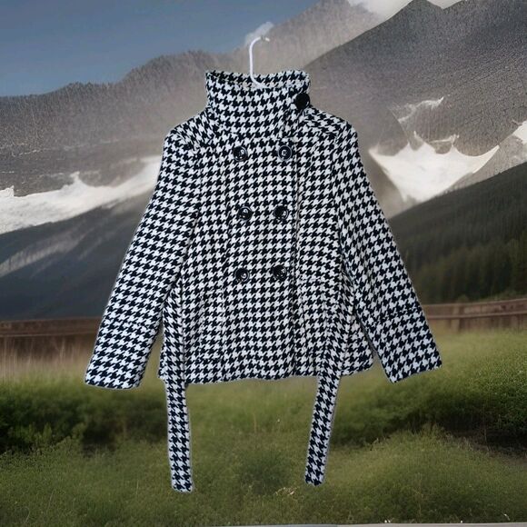 Forever 21 Jackets & Blazers - Women's Medium Forever 21 Black & White Houndstooth Peacoat Size M Y2K Warm Cute